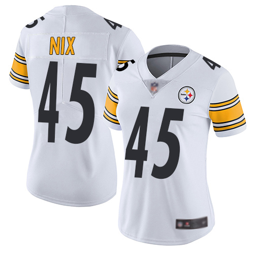 Women Pittsburgh Steelers Football 45 Limited White Roosevelt Nix Road Vapor Untouchable Nike NFL Jersey